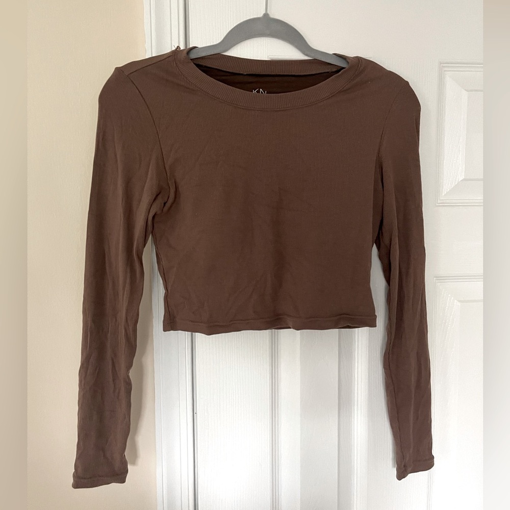 KLASSY NETWORK cropped long sleeve built in bra